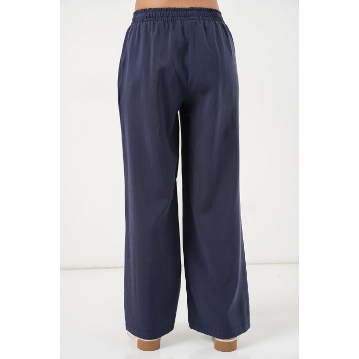 Kadın Beli Lastikli Bol Paça Pantolon 30087 - Lacivert