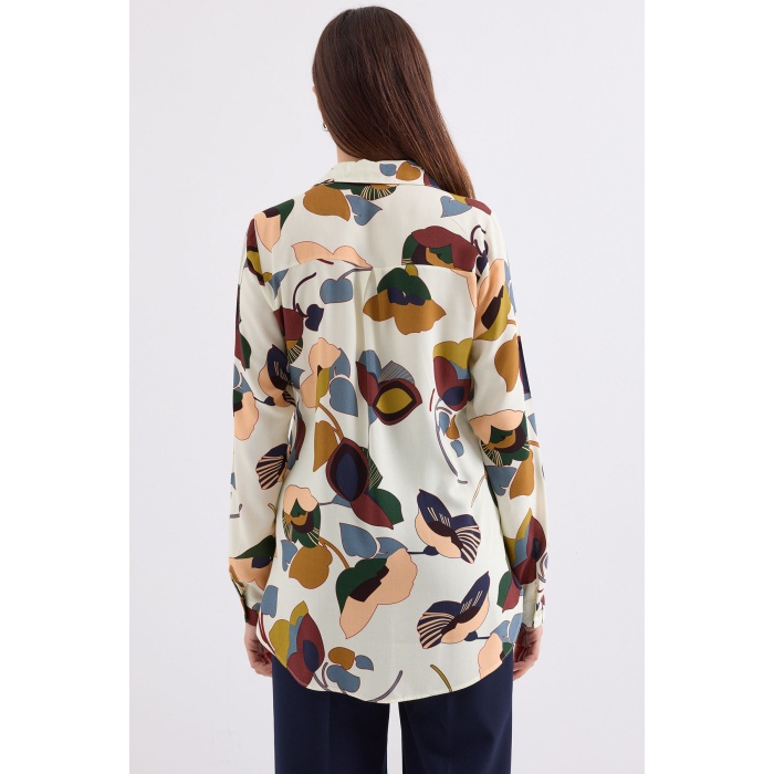 3721 Grafik Desenli Gömlek - K. Bej