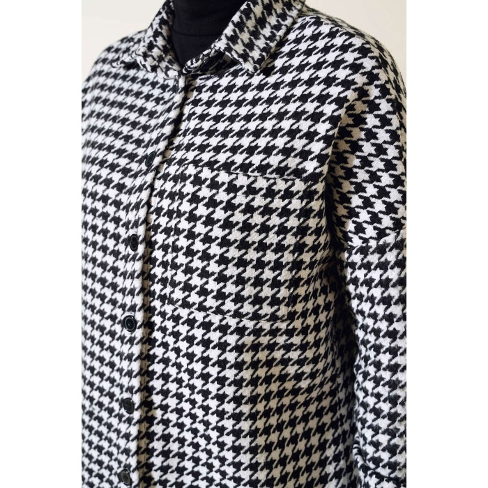 3852 Kazayağı Desen Gömlek - Siyah