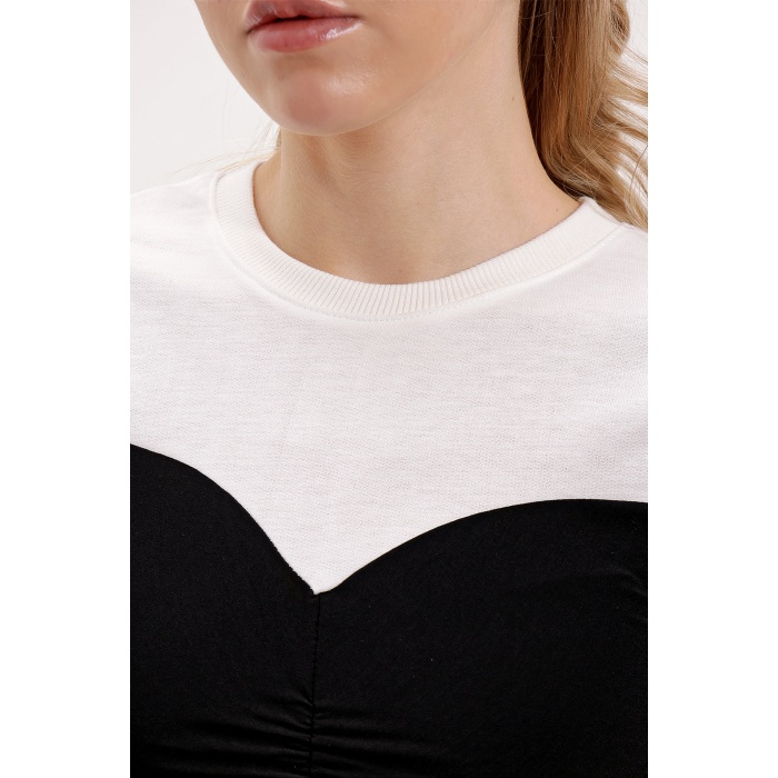 4314 Büzgülü Basic Tişört - Siyah