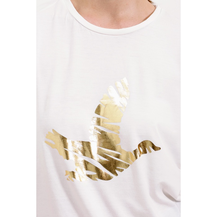 4317 Bisiklet Yaka Baskılı Tişört - Altın Sarısı