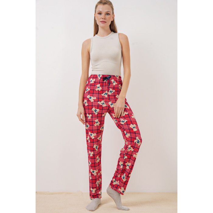 4323 Desenli Pijama Altı - Kırmızı