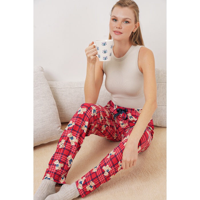 4323 Desenli Pijama Altı - Kırmızı