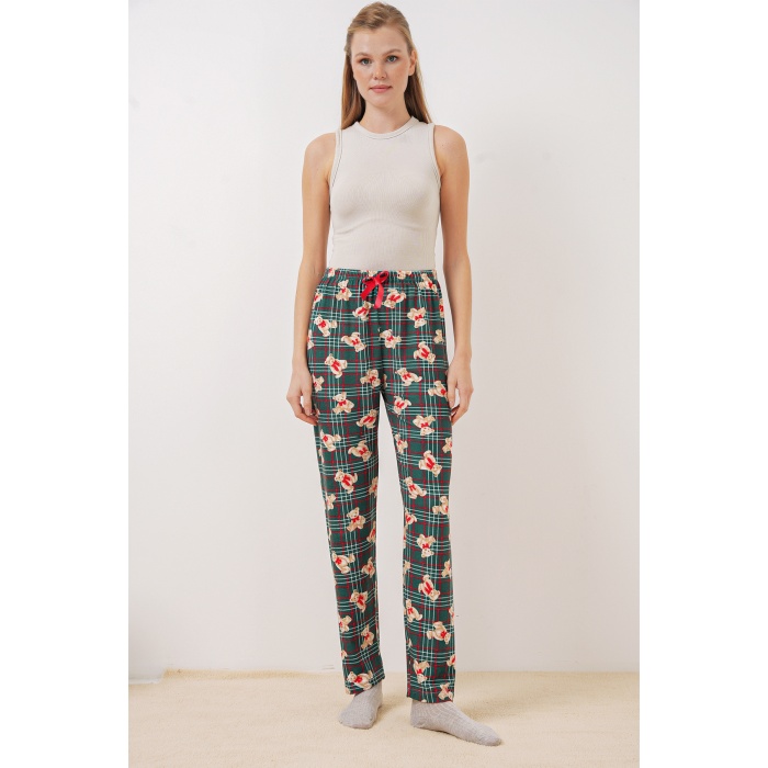 4323 Desenli Pijama Altı - Zümrüt Yeşili