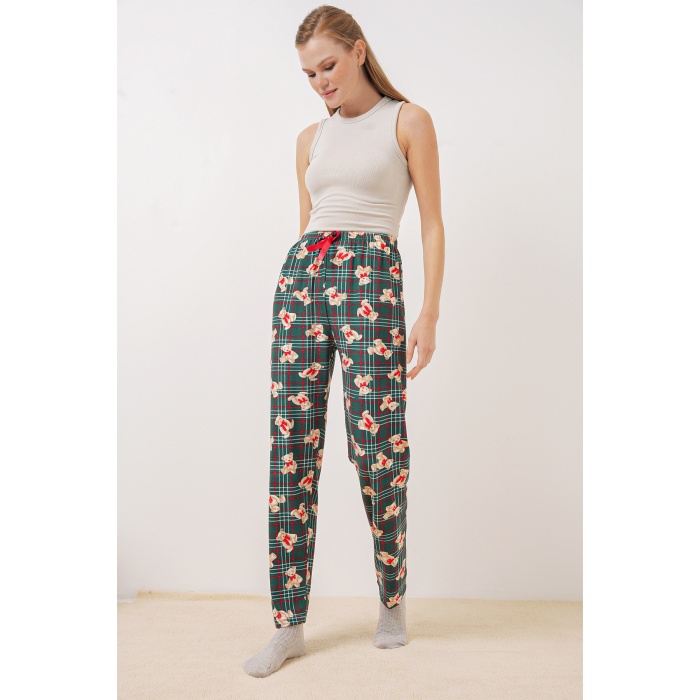 4323 Desenli Pijama Altı - Zümrüt Yeşili