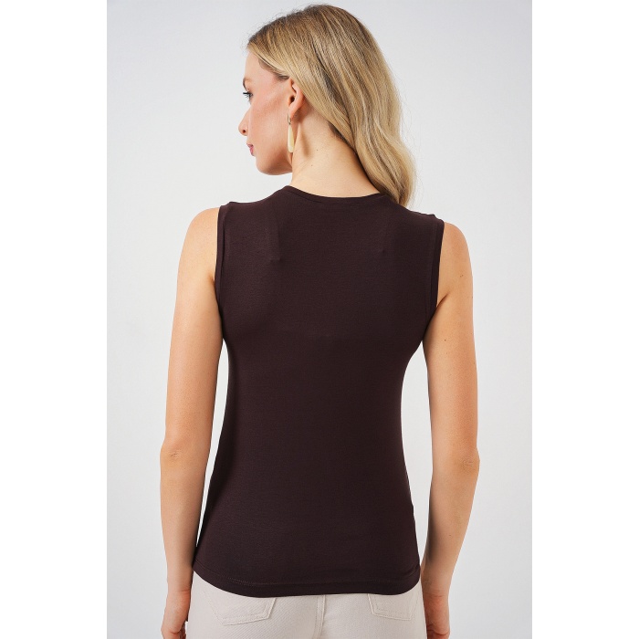 Kadın Kolsuz Body 4347 - Kahverengi