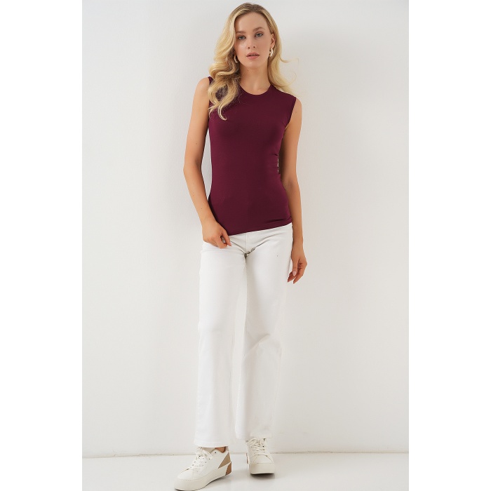 Kadın Kolsuz Body 4347 - Bordo