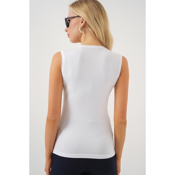 Kadın Kolsuz Body 4347 - Beyaz