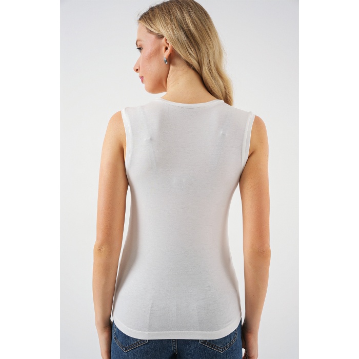 Kadın Kolsuz Body 4347 - Ekru