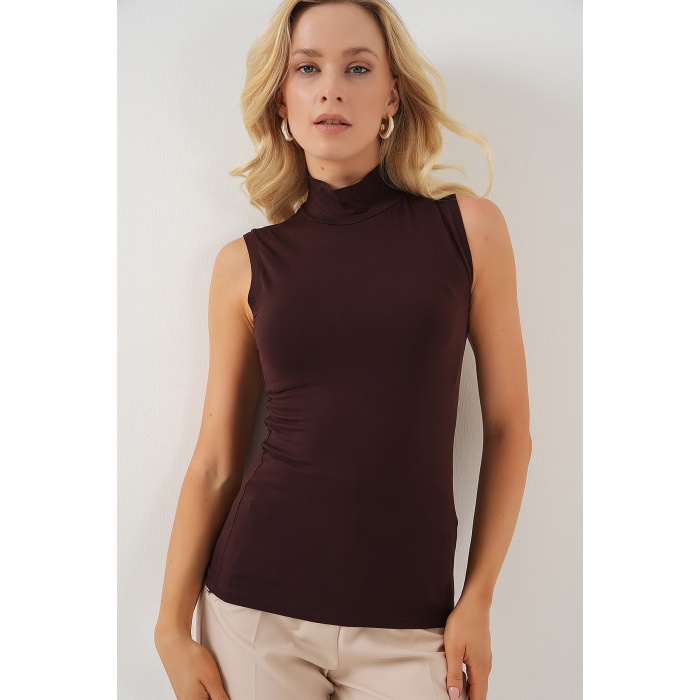 Kadın Kolsuz Body 4348 - Kahverengi