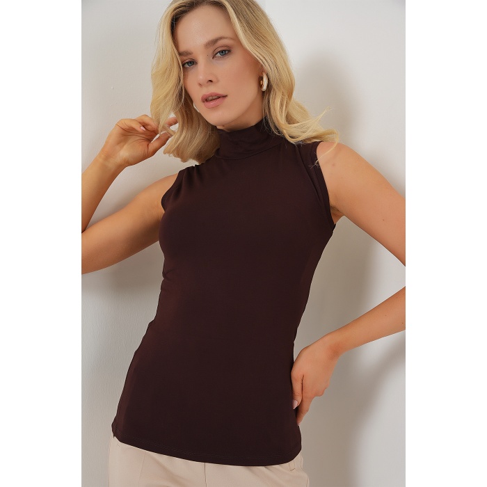 Kadın Kolsuz Body 4348 - Kahverengi