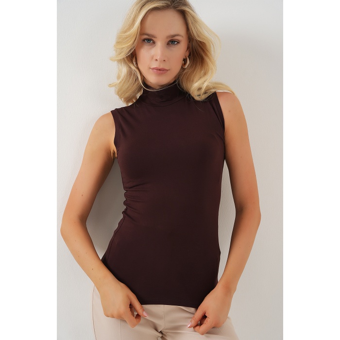Kadın Kolsuz Body 4348 - Kahverengi