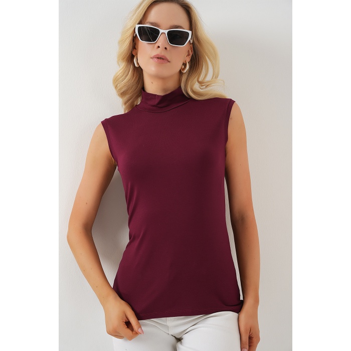 Kadın Kolsuz Body 4348 - Bordo