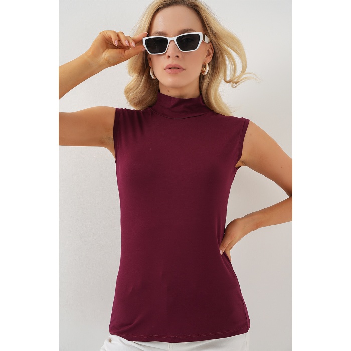Kadın Kolsuz Body 4348 - Bordo