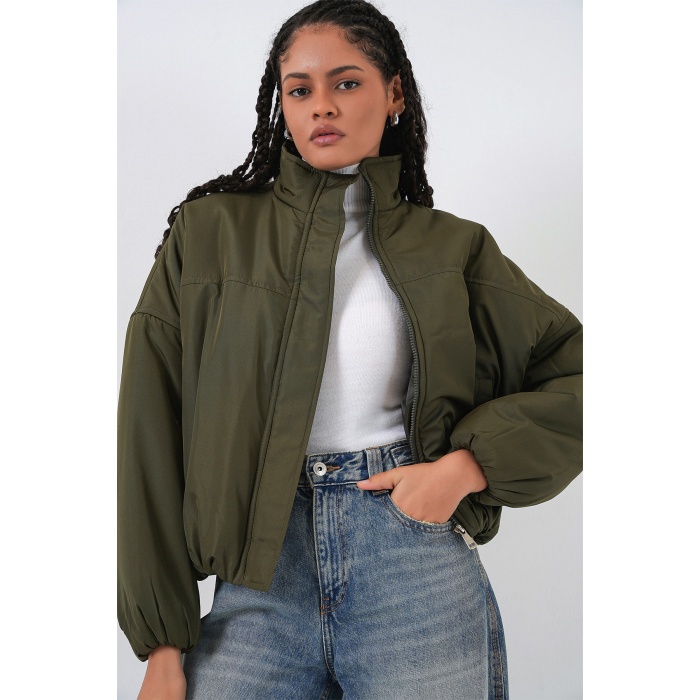 Kadın Oversize Bomber Şişme Mont 5124 - Haki