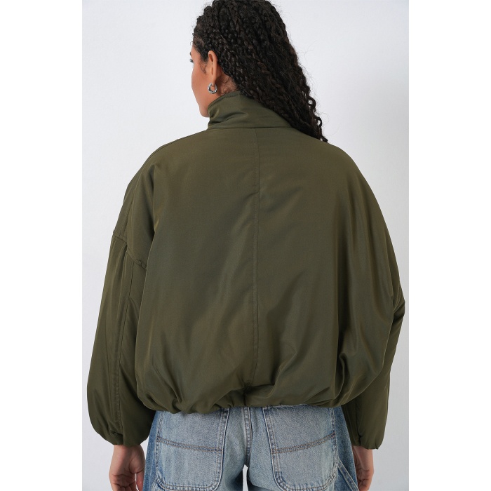 Kadın Oversize Bomber Şişme Mont 5124 - Haki