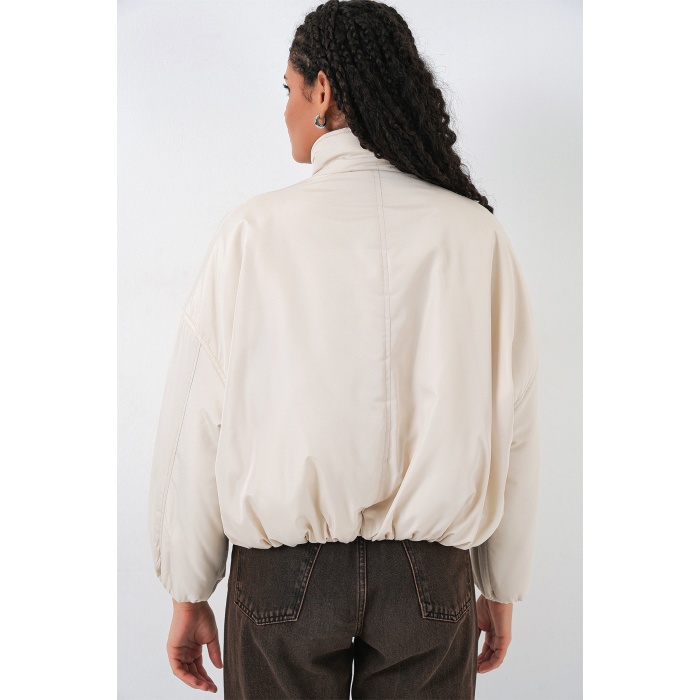 Kadın Oversize Bomber Şişme Mont 5124 - Ekru