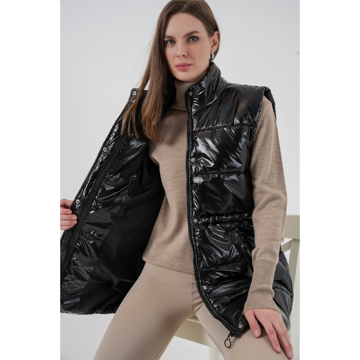 Kadın Parlak Şişme Yelek 5218 - Siyah