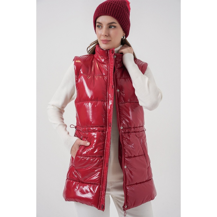 Kadın Parlak Şişme Yelek 5218 - Kırmızı