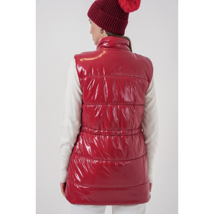 Kadın Parlak Şişme Yelek 5218 - Kırmızı