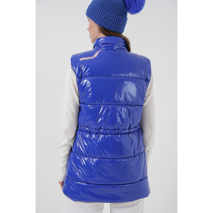 Kadın Parlak Şişme Yelek 5218 - Saks