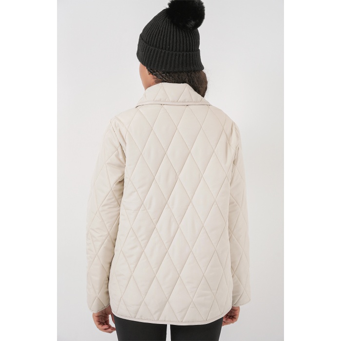 Kadın Kapitone Oversize Mont 5226 - Ekru