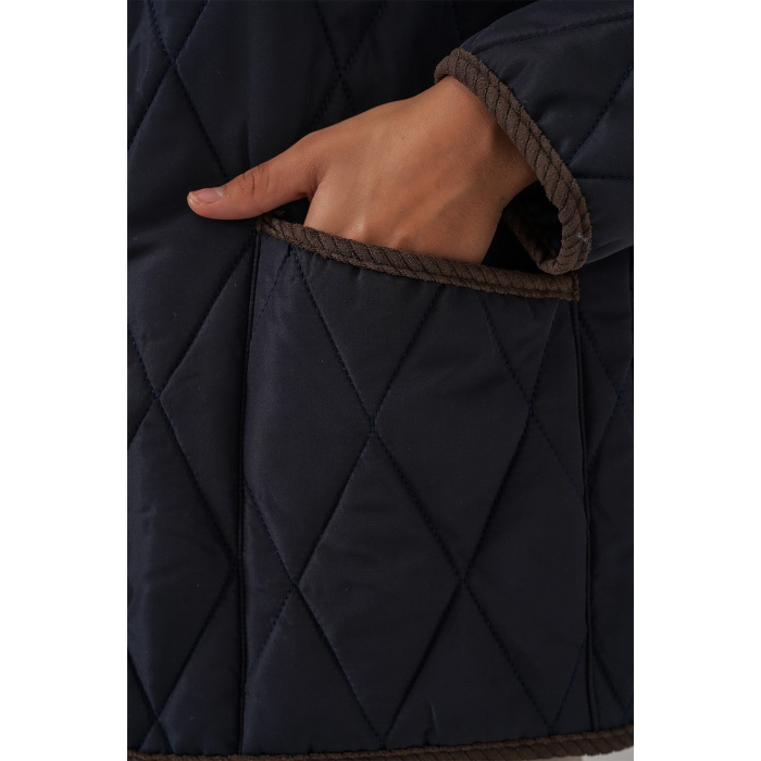 Kadın Kapitone Oversize Mont 5226 - Lacivert Kahve