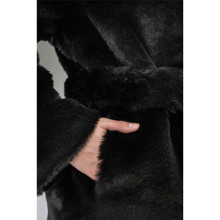 Kadın Peluş Kürk Mont 5234 - Siyah