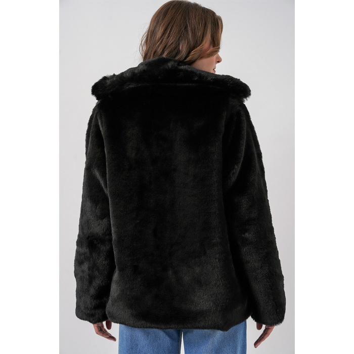 Kadın Peluş Kürk Mont 5234 - Siyah
