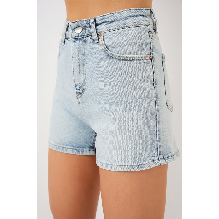 Kadın Kısa Kot Şort 5339 - Mavi