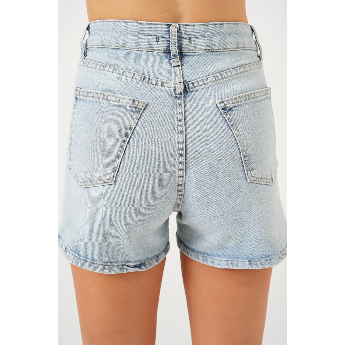 Kadın Kısa Kot Şort 5339 - Mavi
