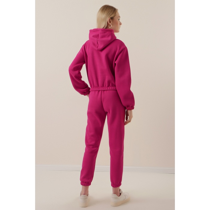 55397 Baskılı Eşofman Takımı - Fuşya