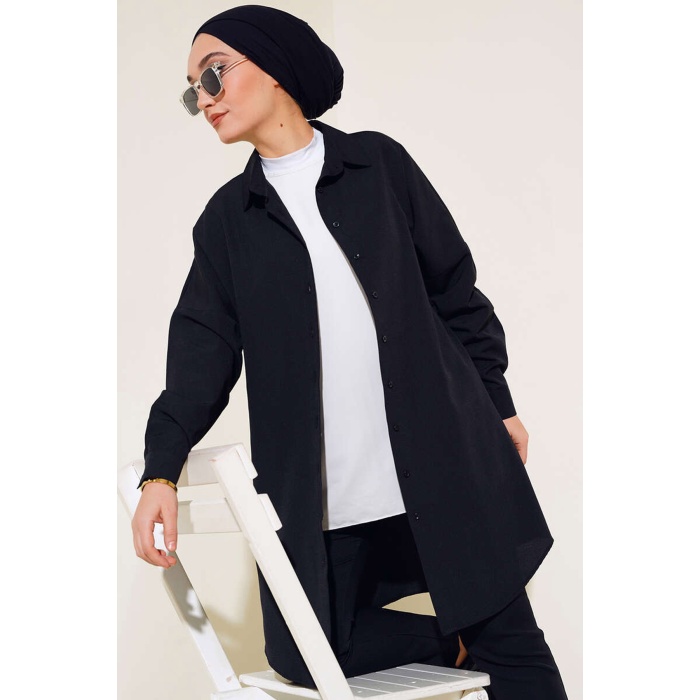 5845 Tesettür Tunik - Siyah