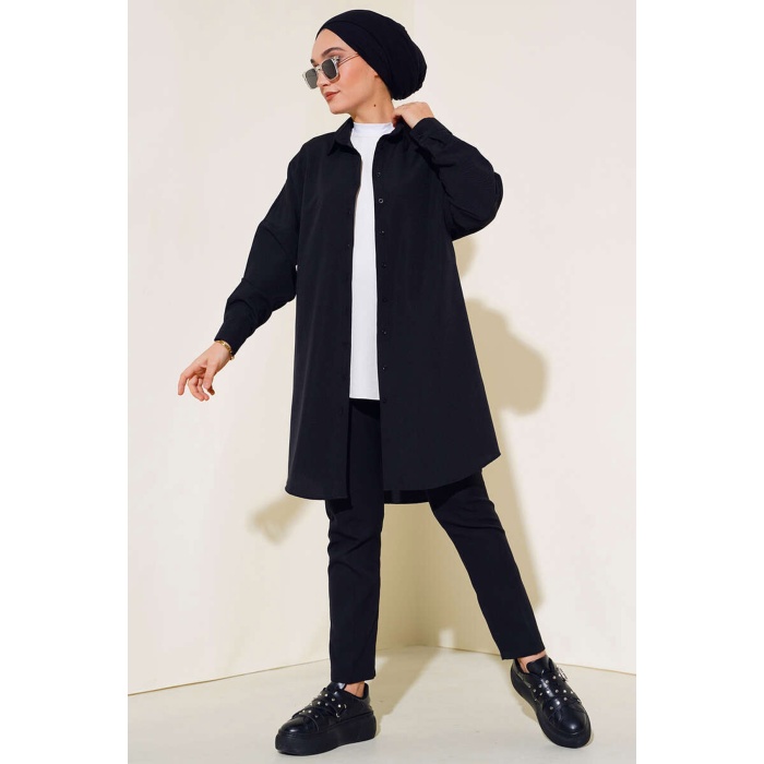 5845 Tesettür Tunik - Siyah