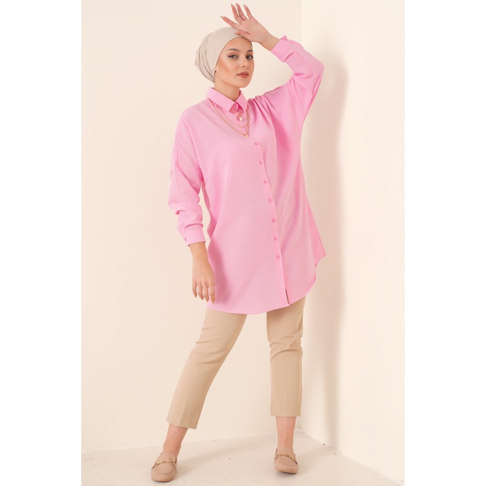 5845 Tesettür Tunik - Pembe