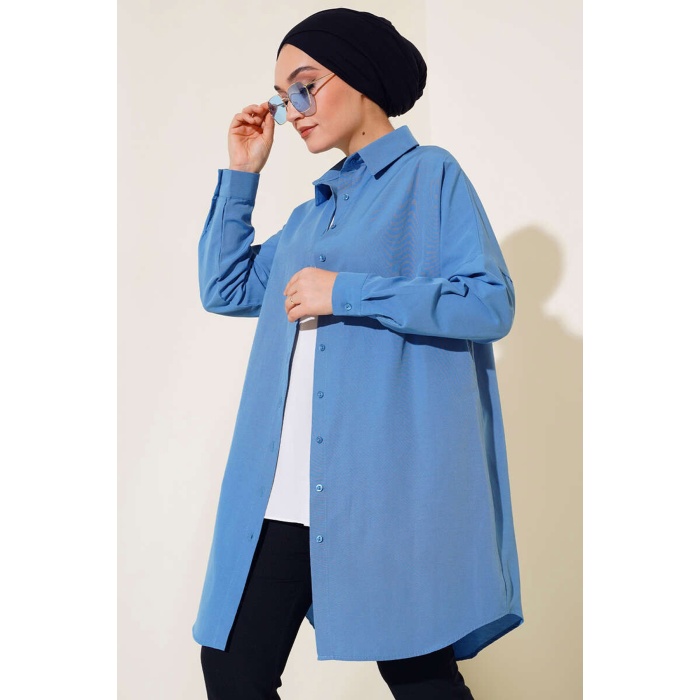 5845 Tesettür Tunik - İndigo