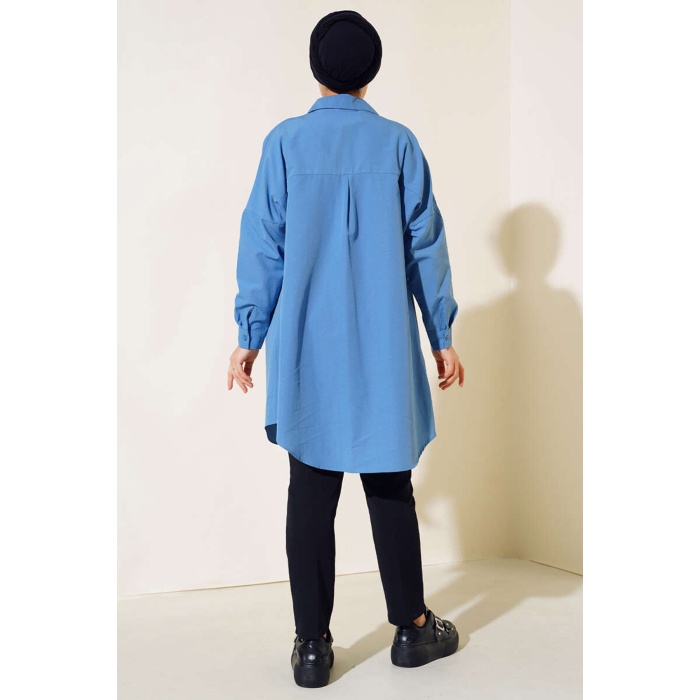 5845 Tesettür Tunik - İndigo