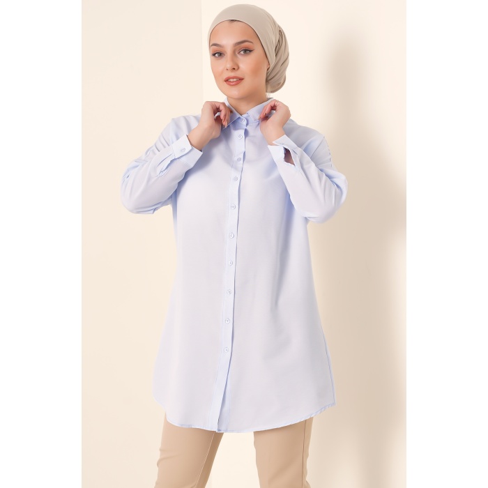 5845 Tesettür Tunik - Açık Mavi