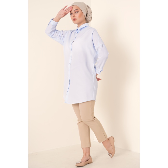5845 Tesettür Tunik - Açık Mavi