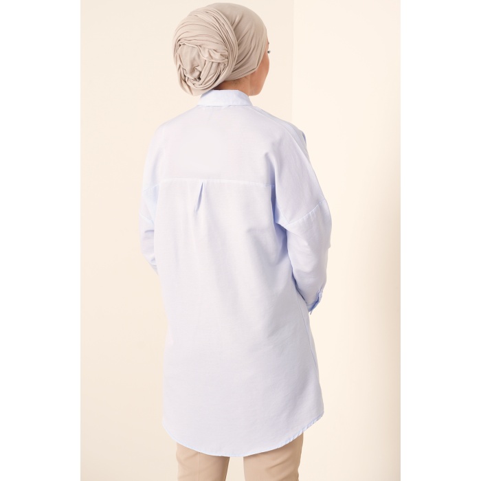 5845 Tesettür Tunik - Açık Mavi