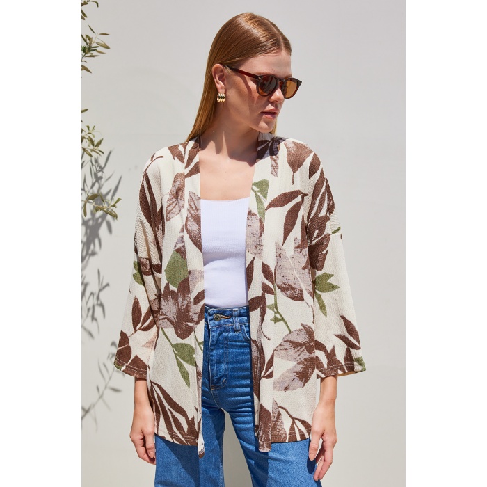 5862 Örme Kimono - Haki