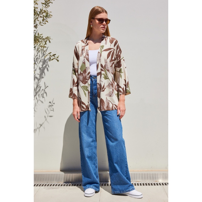 5862 Örme Kimono - Haki