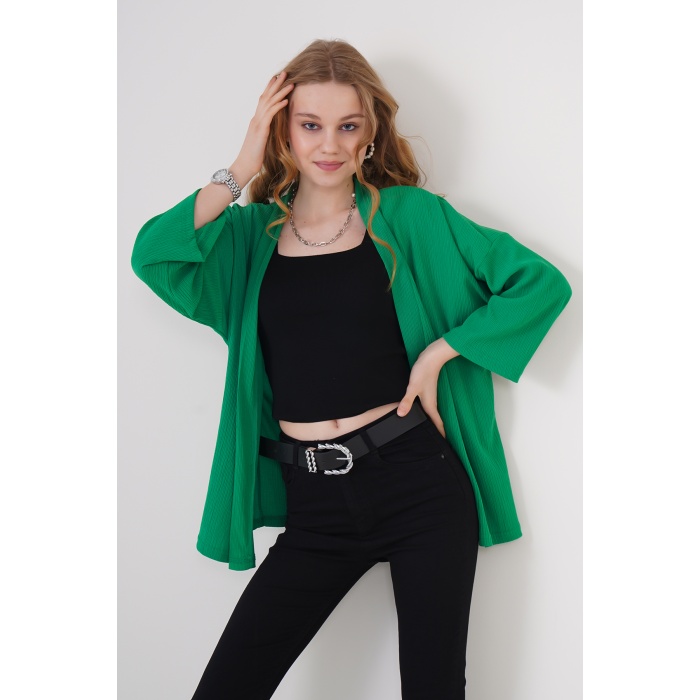 5862 Örme Kimono - Yeşil