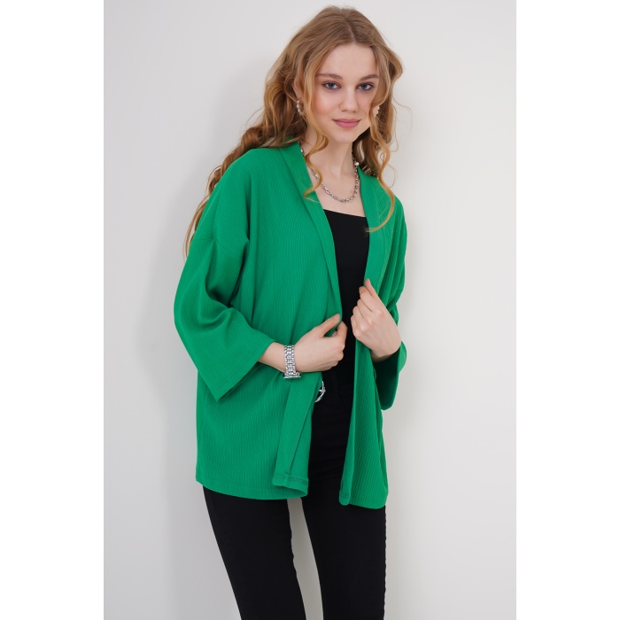 5862 Örme Kimono - Yeşil