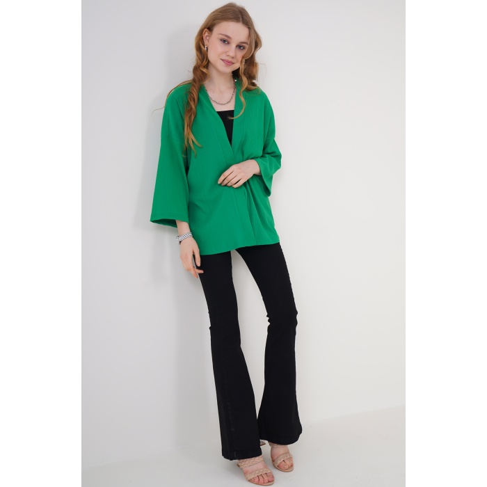 5862 Örme Kimono - Yeşil