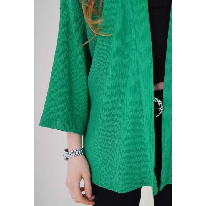 5862 Örme Kimono - Yeşil