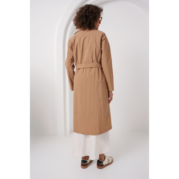 5938 Kruvaze Yaka Trençkot - Camel
