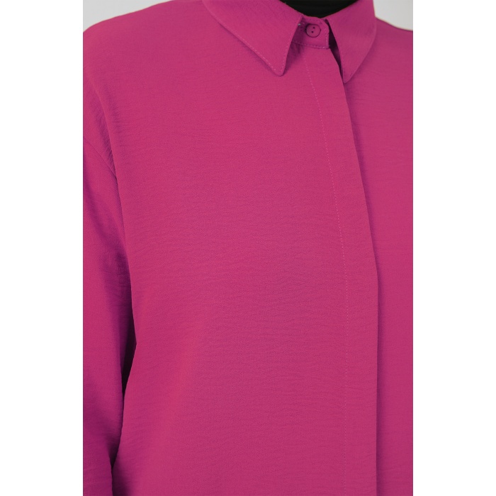 Kadın Uzun Gömlek Tunik 5945 - Fuşya