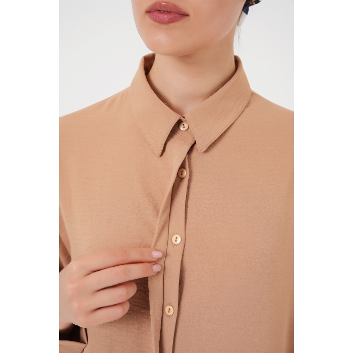 Kadın Uzun Gömlek Tunik 5945 - Bisküvi