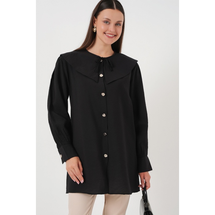 Kadın Bebe Yaka Uzun Tunik 5967 - Siyah